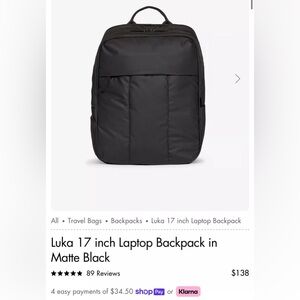 Luka 17 inch Laptop Backpack in
Matte Black